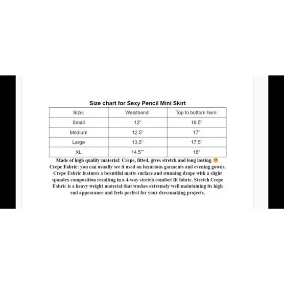 Sexy Fitted Black Mini Pencil Skirt All sizes Available S-M-L-XL - Picture 7 of 7